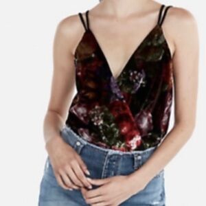 Express Velvet Floral Night Out Bodysuit